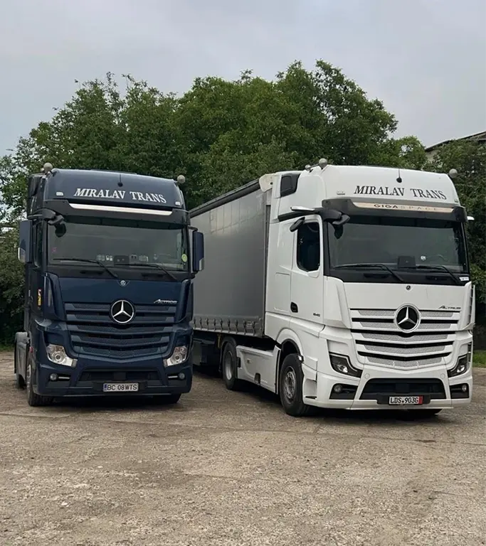 O mica parte din camioanele Mercedes-Benz din flota de transport international